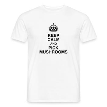 Mushroom / Champignon / Pilz / Picking - Men's T-Shirt - white - Front - AI Model Male 178 dark (178cm)