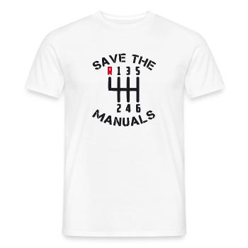 Save The Manuals Car Tuning Race Turbo Boost - Men's T-Shirt - white - Front - AI Model Male 178 dark (178cm)