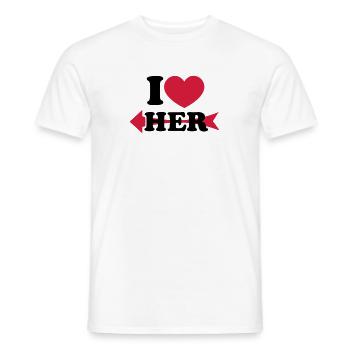 Pfeil I LOVE HER Valentinstag Herz Partnerlook - Männer T-Shirt - Weiß - Vorne - AI Model Male 178 dark (178cm)