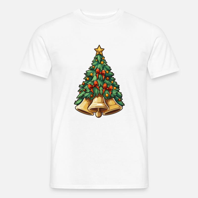 Weihnachtsbaum mit Glocken plus Deko - Männer T-Shirt - Weiß