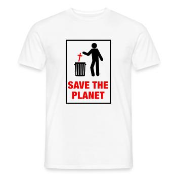 Save the planet from Church - T-shirt homme - blanc - Devant - AI Model Male 178 dark (178cm)