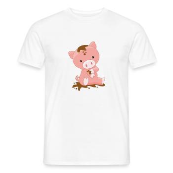 Süsses Schnweinchen badet im Schlamm - Männer T-Shirt - Weiß - Vorne - AI Model Male 178 dark (178cm)