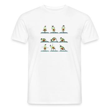 Yogacado - avocat qui fait de la gymnastique dans le gymnase - T-shirt homme - blanc - Devant - AI Model Male 178 dark (178cm)