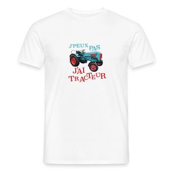 J'peux pas j'ai tracteur - T-shirt homme - blanc - Devant - AI Model Male 178 dark (178cm)