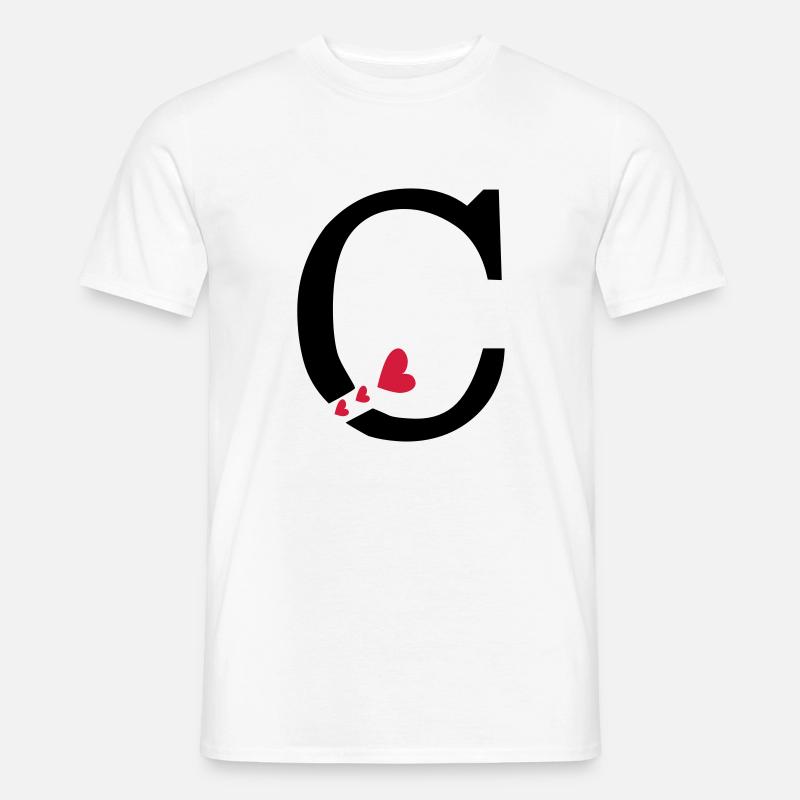 Großbuchstabe C mit Herzen - Männer T-Shirt - Weiß