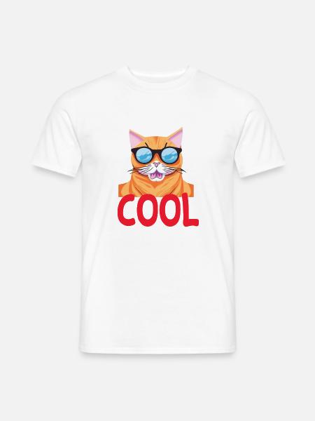 Cool Katze - Cool Cat - Männer T-Shirt - Weiß
