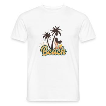Plage beach été - T-shirt homme - blanc - Devant - AI Model Male 178 dark (178cm)