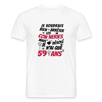 conneries 59 ans / cadeau anniversaire 59 ans - T-shirt homme - blanc - Devant - AI Model Male 178 dark (178cm)