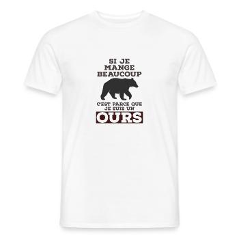 Je mange beaucoup je suis un ours - T-shirt homme - blanc - Devant - AI Model Male 178 dark (178cm)