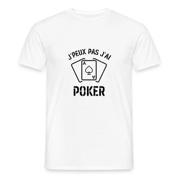 Texas holdem rami poker belote - T-shirt homme - blanc - Devant - AI Model Male 178 dark (178cm)