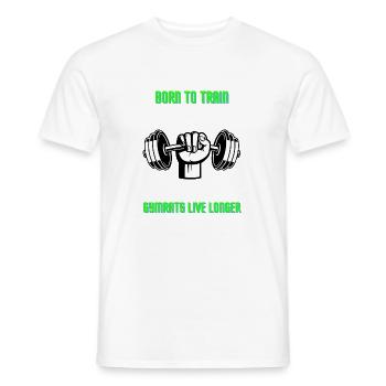 BORN TO TRAIN - GYMRATS SHIRT - Männer T-Shirt - Weiß - Vorne - AI Model Male 178 dark (178cm)