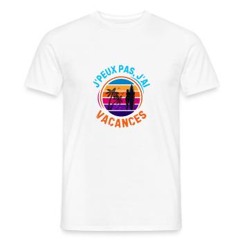 Je ne peux j ai vacances d été surf - T-shirt homme - blanc - Devant - AI Model Male 178 dark (178cm)