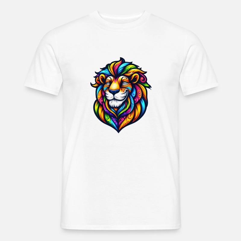 psychedelic Löwe - Männer T-Shirt - Weiß