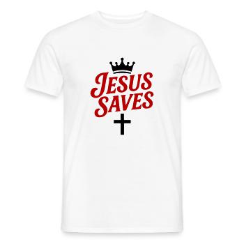 Jésus sauve la croix - T-shirt homme - blanc - Devant - AI Model Male 178 dark (178cm)