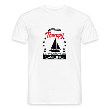 Sailing - better than therapy - gift for sailors - Men's T-Shirt - white - Front - AI Model Male 178 dark (178cm)
