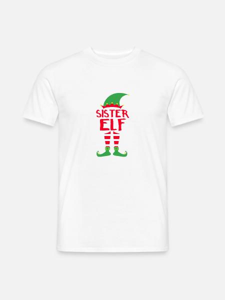 Sister Elf - Weihnachten Familie Geschenk Xmas - Männer T-Shirt - Weiß