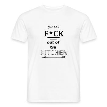 "Get The Fuck Out Of My Kitchen" | Design by NaKos - Men's T-Shirt - white - Front - AI Model Male 178 dark (178cm)