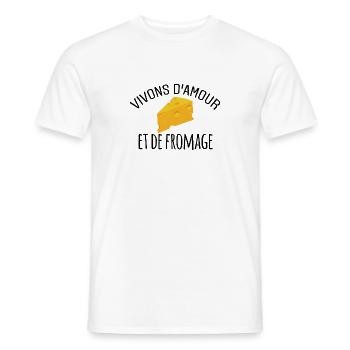 Vivons d'amour et de fromage - T-shirt homme - blanc - Devant - AI Model Male 178 dark (178cm)