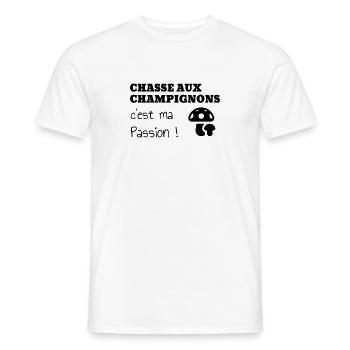 Mushroom / Champignon / Pilz / Picking - Men's T-Shirt - white - Front - AI Model Male 178 dark (178cm)
