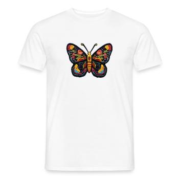 Colorful Butterfly in Embroidery Style – Boho Patc - Men's T-Shirt - white - Front - AI Model Male 178 dark (178cm)