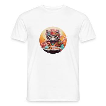 Katze der Nudeln - Männer T-Shirt - Weiß - Vorne - AI Model Male 178 dark (178cm)