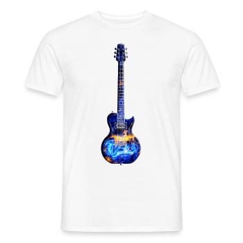Blues Electric Guitar "Universe" - Men's T-Shirt - white - Front - AI Model Male 178 dark (178cm)