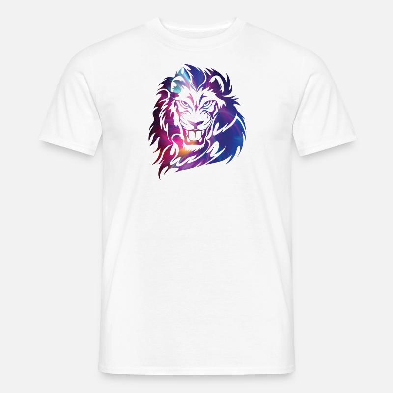 Fantasy Löwe Gesicht Mähne - Männer T-Shirt - Weiß
