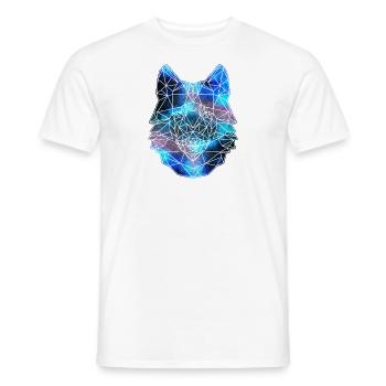 Polygon Wolf animal wilderness space Galaxy - Men's T-Shirt - white - Front - AI Model Male 178 dark (178cm)