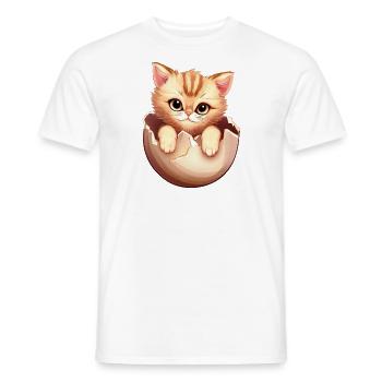 Katzenbaby Schlüpft aus Ei, Süßes Tierdesign - Männer T-Shirt - Weiß - Vorne - AI Model Male 178 dark (178cm)