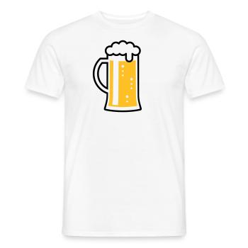 Chope de bière (Bière / Chope de bière / Verre à bière / L / 2C) - T-shirt homme - blanc - Devant - AI Model Male 178 dark (178cm)