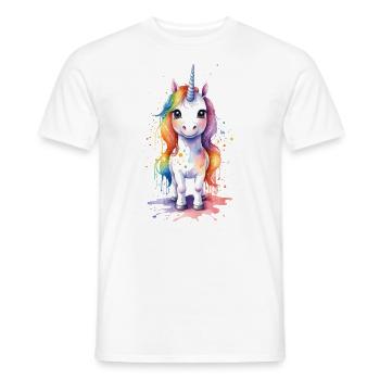 Rainbow Dreams: Kawaii Einhorn Aquarell - Männer T-Shirt - Weiß - Vorne - AI Model Male 178 dark (178cm)