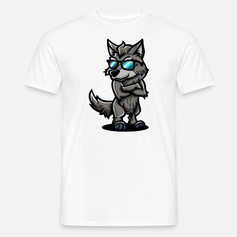 Wolf Cool Comic - Männer T-Shirt - Weiß