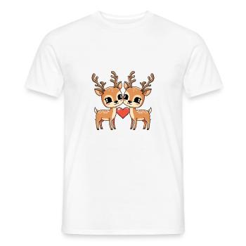 Deer Couple Valentine's Day - Men's T-Shirt - white - Front - AI Model Male 178 dark (178cm)