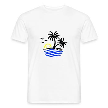 Île Palmiers Mer - T-shirt homme - blanc - Devant - AI Model Male 178 dark (178cm)