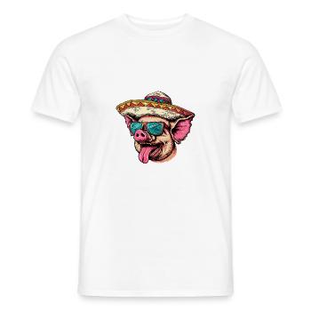 Cochon Bande Dessinée Drôle Sombrero - T-shirt homme - blanc - Devant - AI Model Male 178 dark (178cm)