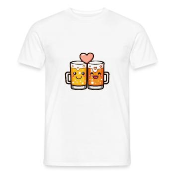Bière Couple Amour Coeur Drôle - T-shirt homme - blanc - Devant - AI Model Male 178 dark (178cm)