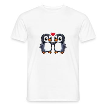 Pingouin Couple Saint-Valentin - T-shirt homme - blanc - Devant - AI Model Male 178 dark (178cm)