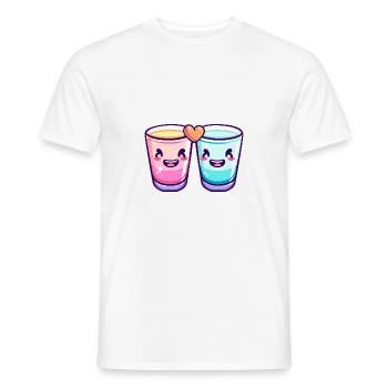 Tequila Shots Kurze Paar Liebe Herz Valentinstag - Männer T-Shirt - Weiß - Vorne - AI Model Male 178 dark (178cm)