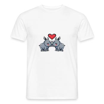 Rhino Couple Valentine's Day - Men's T-Shirt - white - Front - AI Model Male 178 dark (178cm)