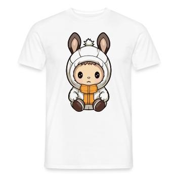 Bande dessinée de bébé animal d’hiver lapin - T-shirt homme - blanc - Devant - AI Model Male 178 dark (178cm)