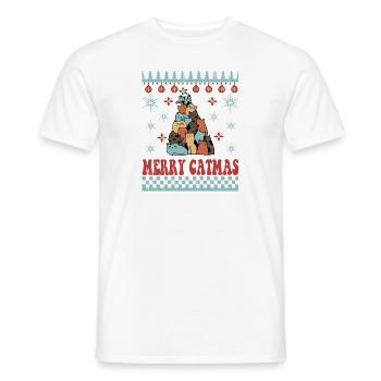 Noël drôle chat arbre de Noël chat moche - T-shirt homme - blanc - Devant - AI Model Male 178 dark (178cm)