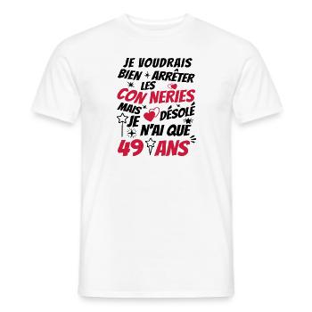 connerie 49 ans / cadeau anniversaire 49 ans - T-shirt homme - blanc - Devant - AI Model Male 178 dark (178cm)
