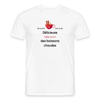 Délicieuse saison des boissons chaudes | Cadeau - T-shirt homme - blanc - Devant - AI Model Male 178 dark (178cm)