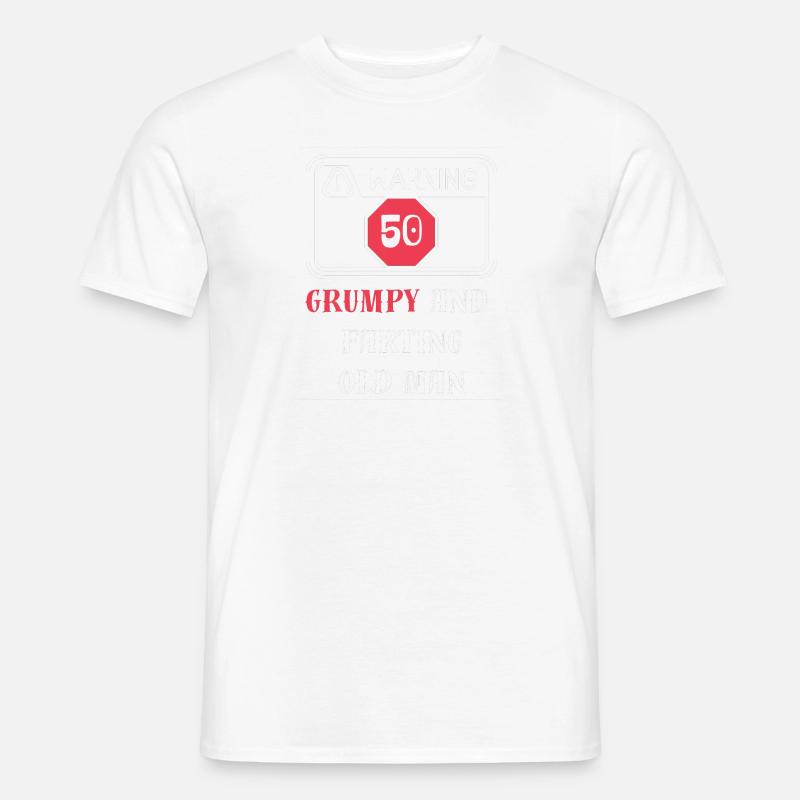Warning. 50 Grumpy and rufting old man - Men’s T-shirt - white