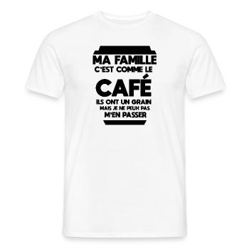 Ma famille c'est comme le café - T-shirt homme - blanc - Devant - AI Model Male 178 dark (178cm)