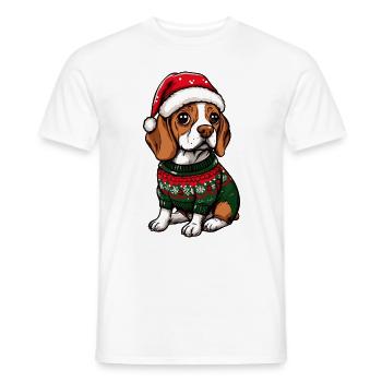 Beagle Hund Weihnachten Comic - Männer T-Shirt - Weiß - Vorne - AI Model Male 178 dark (178cm)