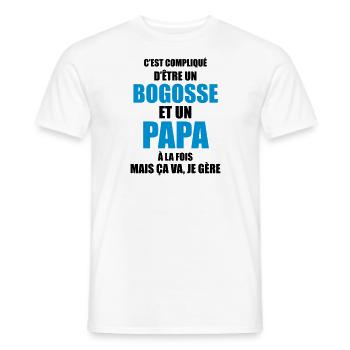 c'est compliqué d'être un bogosse et un papa - T-shirt homme - blanc - Devant - AI Model Male 178 dark (178cm)