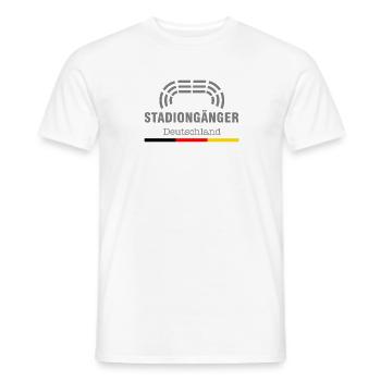 Deutschland Stadiongänger – Weiß – Schrift grau - Männer T-Shirt - Weiß - Vorne - AI Model Male 178 dark (178cm)