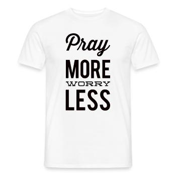 Priez plus d’inquiétude moins - T-shirt homme - blanc - Devant - AI Model Male 178 dark (178cm)