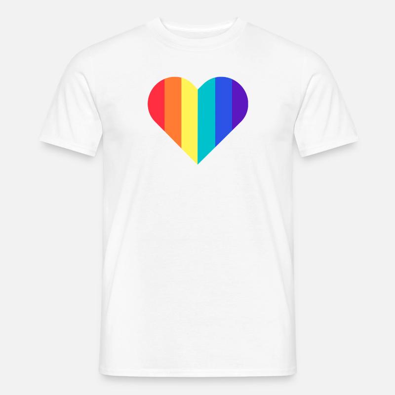 PRIDE Herz Regenbogen - Männer T-Shirt - Weiß